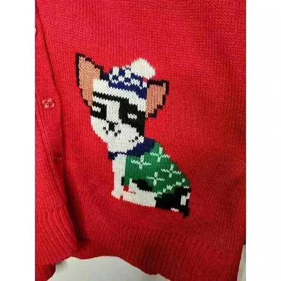 Woman Within Size Large (18-20) Ugly Christmas Sweater Cardigan Dog Presents - Picture 5 of 6